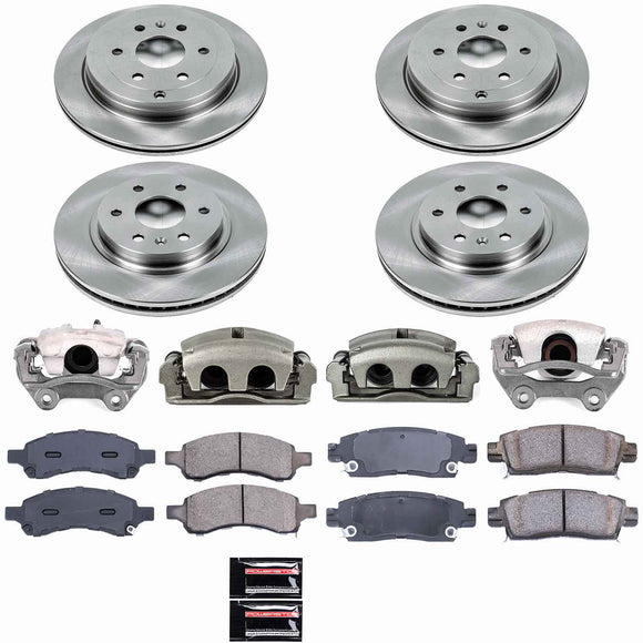 PowerStop OE Stock Replacement Low-Dust Ceramic Brake Pad, Rotor and Caliper Kit