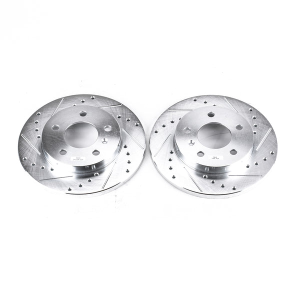 PowerStop Evolution Drilled Slotted Rotors Pair Rear For Pontiac GrPrix