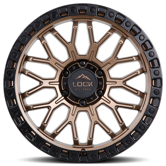 20x9 Lock Off-Road Combat Matte Bronze W Matte Black Ring 6x139.7 ET0 Wheel Rim