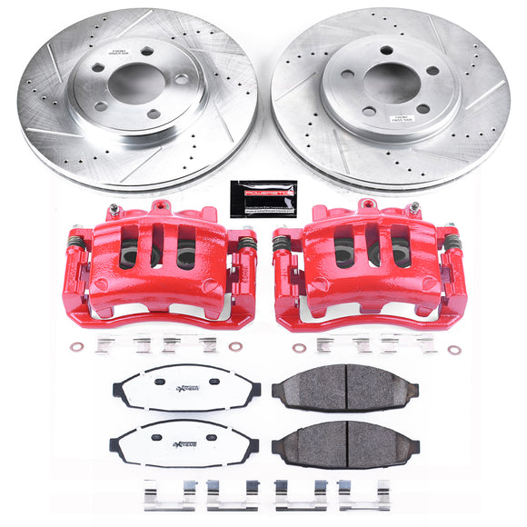 PowerStop Z26 Street Performance Ceramic Brake Pad, Drilled Slotted Rotor, and C