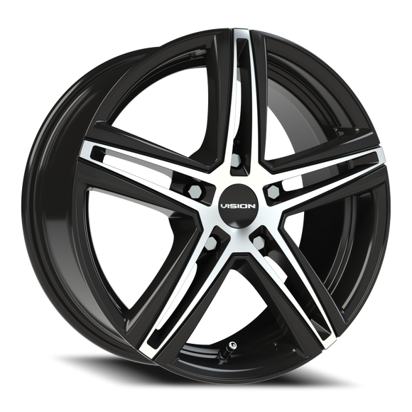 16X7 Vision 640 Nitrous Gloss Black Machined Face Wheel 5x100 ET38