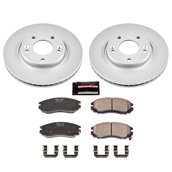 PowerStop Genuine Geomet Coated Rotor and Low-Dust Ceramic Brake Pad Kit