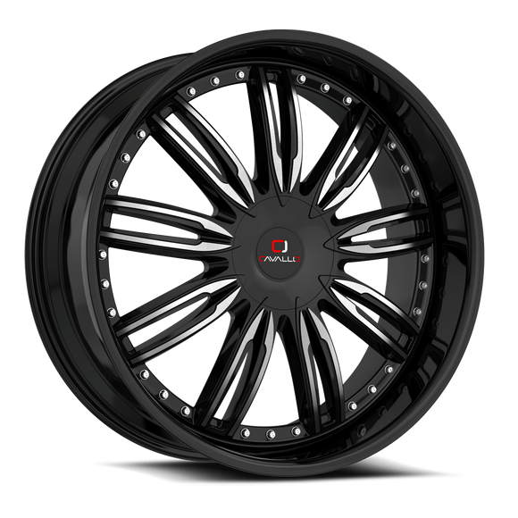 20x8.5 Cavallo CLV-54 Gloss Black Machined 5x114.3/120 ET35 wheel/rim