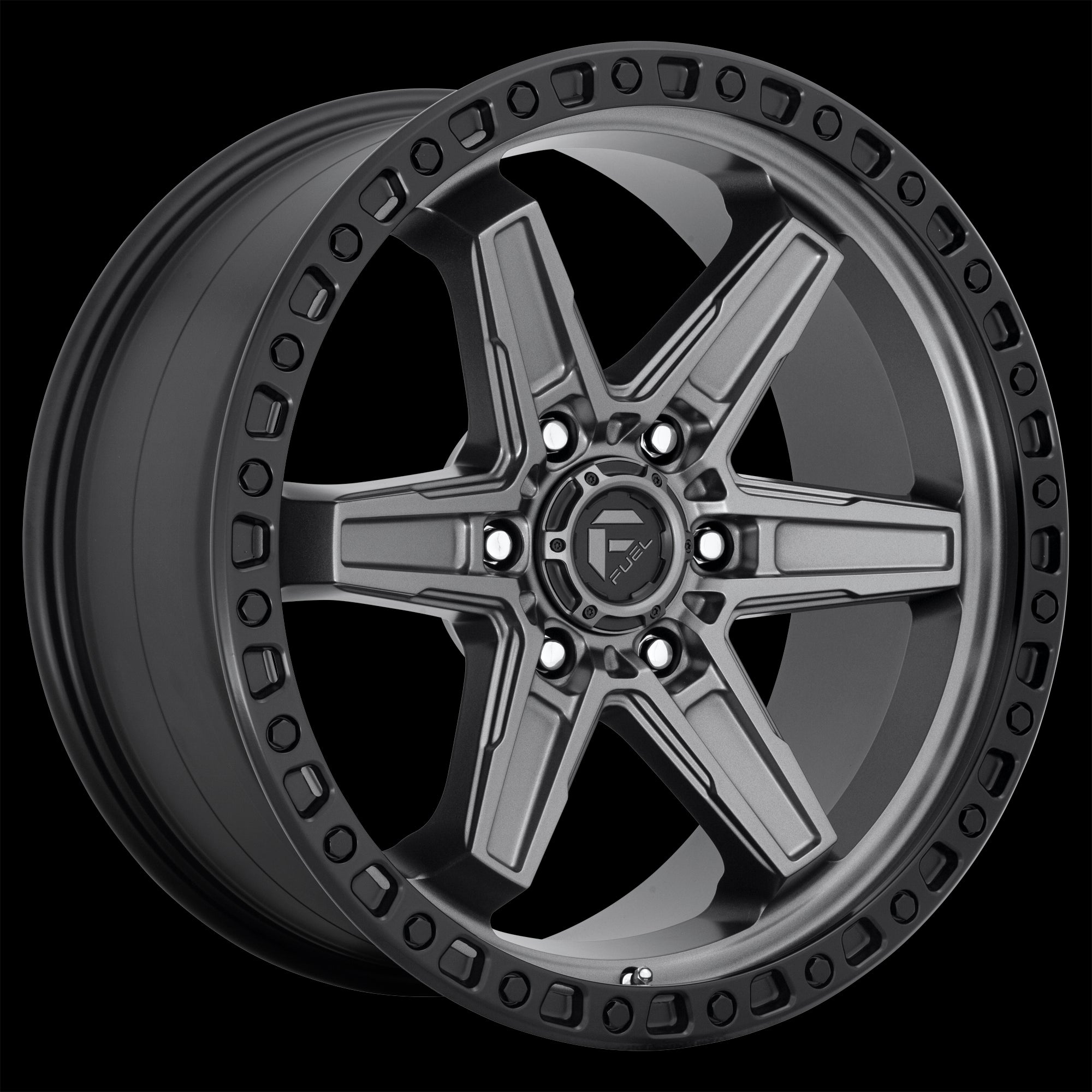 17X9 Fuel D698 KICKER Matte Gun Metal Black Bead Ring 6X139.7 ET1 wheel/rim