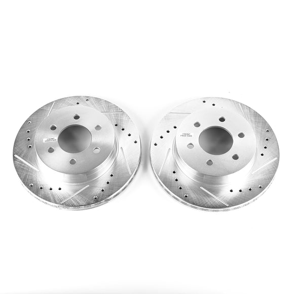 PowerStop Evolution Drilled Slotted Rotors Pair Front For Dodge Dakota