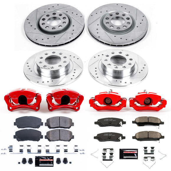 PowerStop Z23 Daily Driver Carbon-Fiber Ceramic Pads Drilled & Slotted Rotor & C