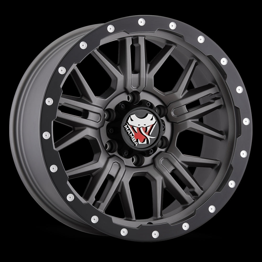 20x9 Mamba M25 Matte Grey W/ Black Lip Edge 6x139.7 6x5.5 ET12 Wheel Rim - 0