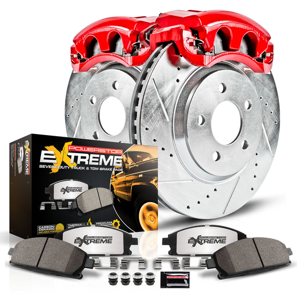 PowerStop Z36 Truck and SUV Ceramic Brake Pad, Drilled & Slotted Rotor, and Cali