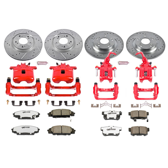 PowerStop Z26 Street Performance Ceramic Brake Pad, Drilled Slotted Rotor, and C