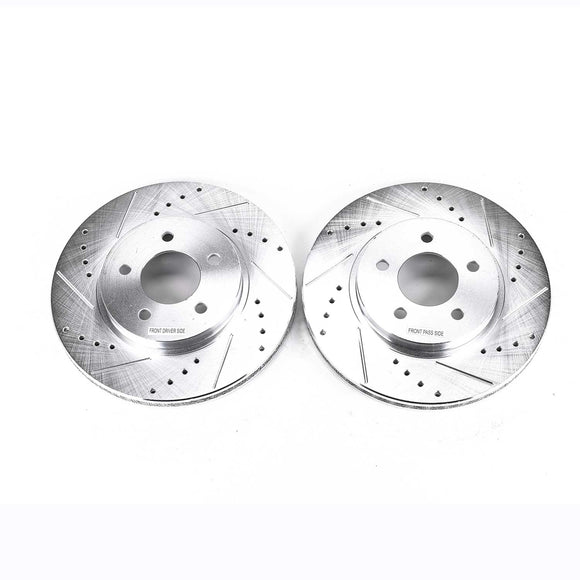 PowerStop Evolution Drilled Slotted Rotors Pair Front For Mazda Tribute