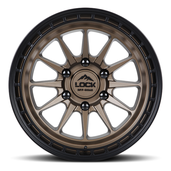 17x9 Lock Off-Road Baja Matte Bronze Black Ring 6x135 ET-12 Wheel Rim