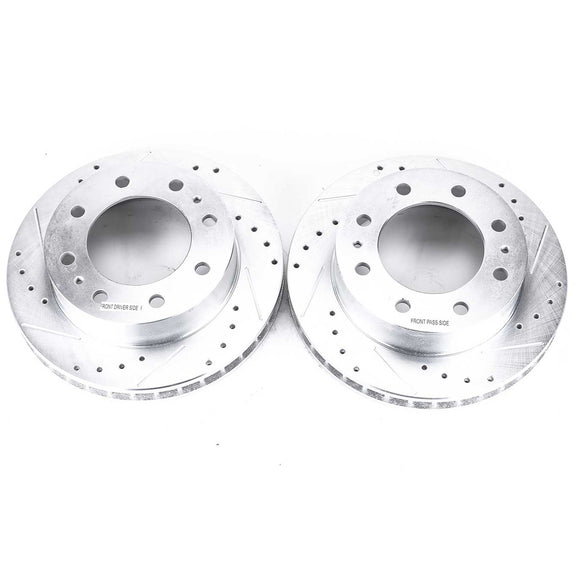 PowerStop Evolution Drilled Slotted Rotors Pair Front For Chevy Silverado 2500