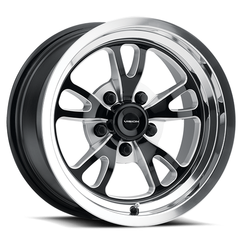 15x8 Vision 149 Patriot Black Milled Polished 5x120.65 5x4.75 ET0 Wheel