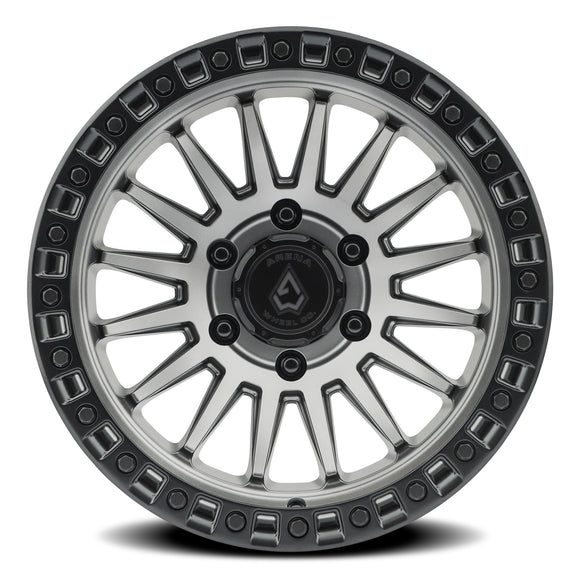20x9 Arena Wheel Mesa Satin Gun Metal Center Satin Black Lip 6x135 ET0 CB87.12