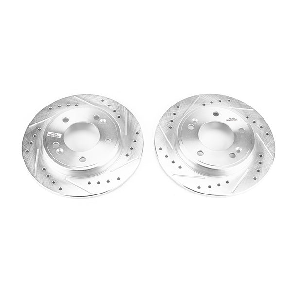 PowerStop Evolution Drilled Slotted Rotors Pair Rear For Hyundai Ioniq