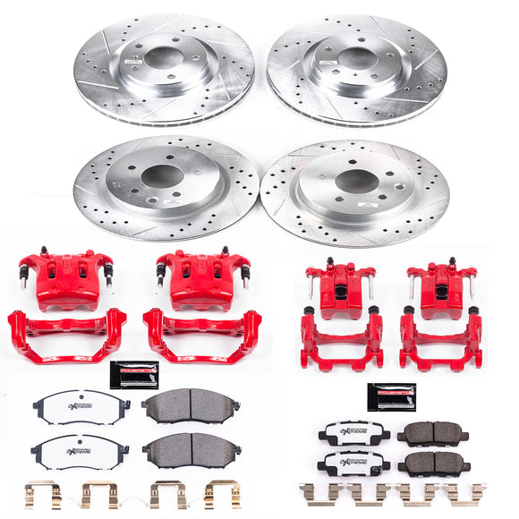 PowerStop Z26 Street Performance Ceramic Brake Pad, Drilled Slotted Rotor, and C