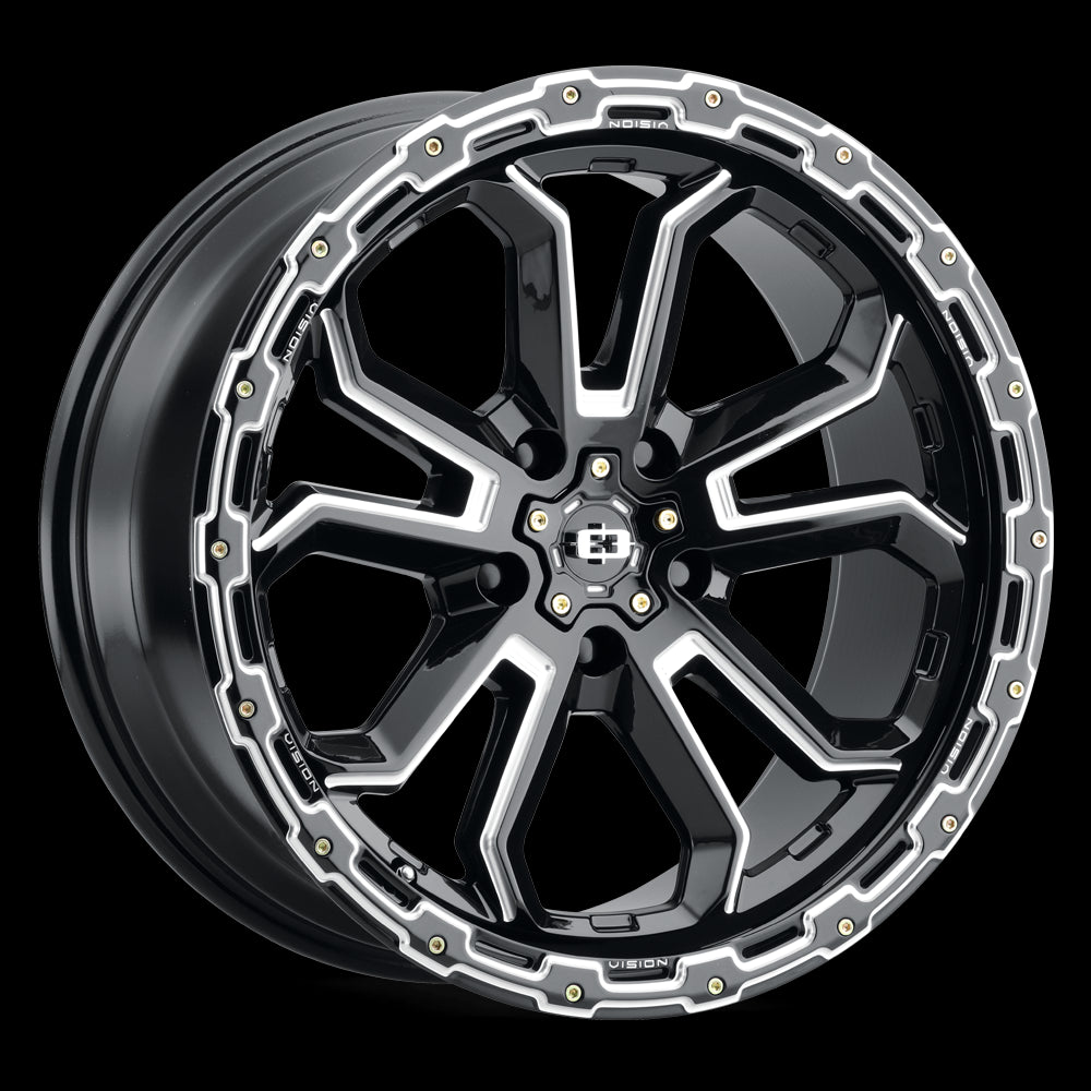 17x8 Vision 405 Korupt Gloss Black Milled Spoke 5x110 ET30 Wheel Rim