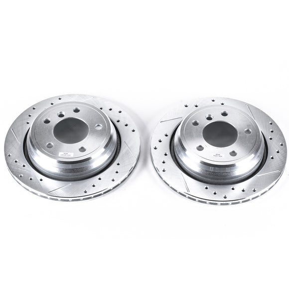 PowerStop Evolution Drilled Slotted Rotors Pair Rear For BMW 528i