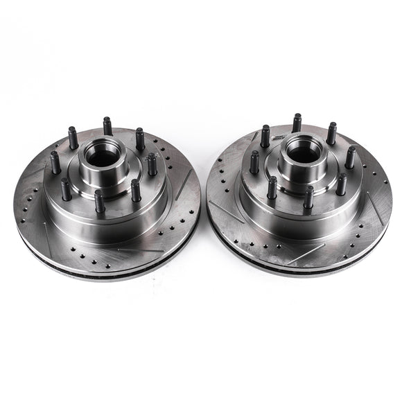 PowerStop Evolution Drilled Slotted Rotors Pair Front For Ford E-350 Econoline