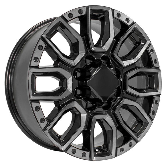 20" Replica CV97A for GMC Sierra 2500/3500 20x8.5 Blk Milled Edge w/ Tinted Clea