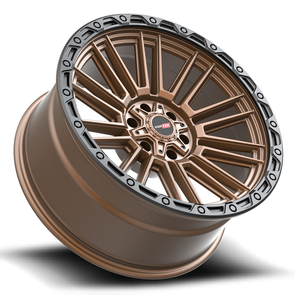 17x9 Vortek VRT-604 Zeus Matte Bronze Black Bead Ring 6x135 ET0 CB106.1 Wheel