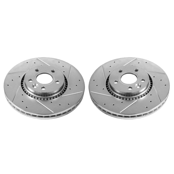 PowerStop Evolution Drilled Slotted Rotors Pair Front For LRover LR2