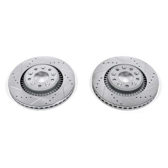 PowerStop Evolution Drilled Slotted Rotors Pair Front For Ford 500