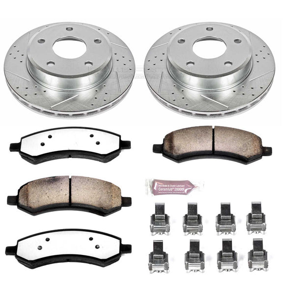 PowerStop Z36 Carbon-Fiber Ceramic Brake Pad with Drilled and Slotted Rotor Kit