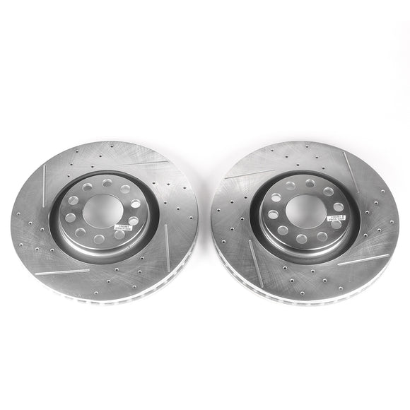 PowerStop Evolution Drilled Slotted Rotors Pair Front For Audi S4