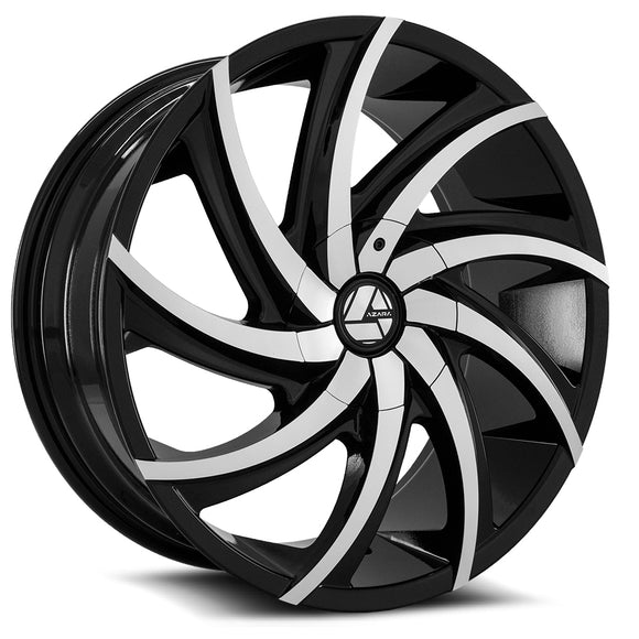 28x9.5 Azara AZA-503 Gloss Black & Machined 5x115/120 ET15 wheel/rim