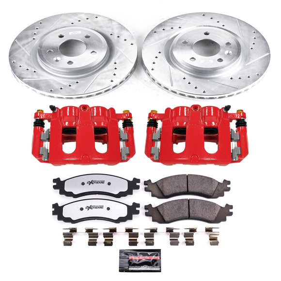 PowerStop Z36 Truck and SUV Ceramic Brake Pad, Drilled & Slotted Rotor, and Cali
