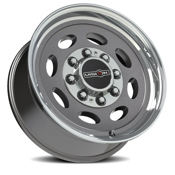 19.5x7.5 Vision 81 Heavy Hauler Gun Metal Machined Lip 8x170 ET0 CB125.2