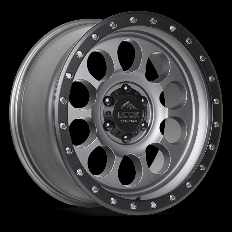 17x9 Lock Off-Road .50 CAL Matte Gray Black Ring 6x139.7 6x5.5 ET0 Wheel