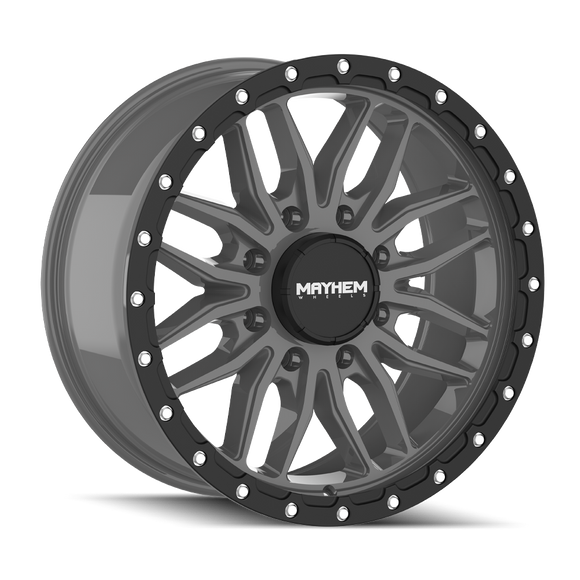 20x9 Mayhem Vector Matte Gunmetal Black Lip 8x180 ET18 CB124.1 Wheel Rim