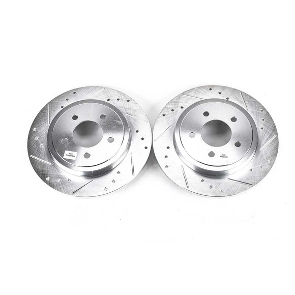 PowerStop Evolution Drilled Slotted Rotors Pair Rear For Mazda Tribute
