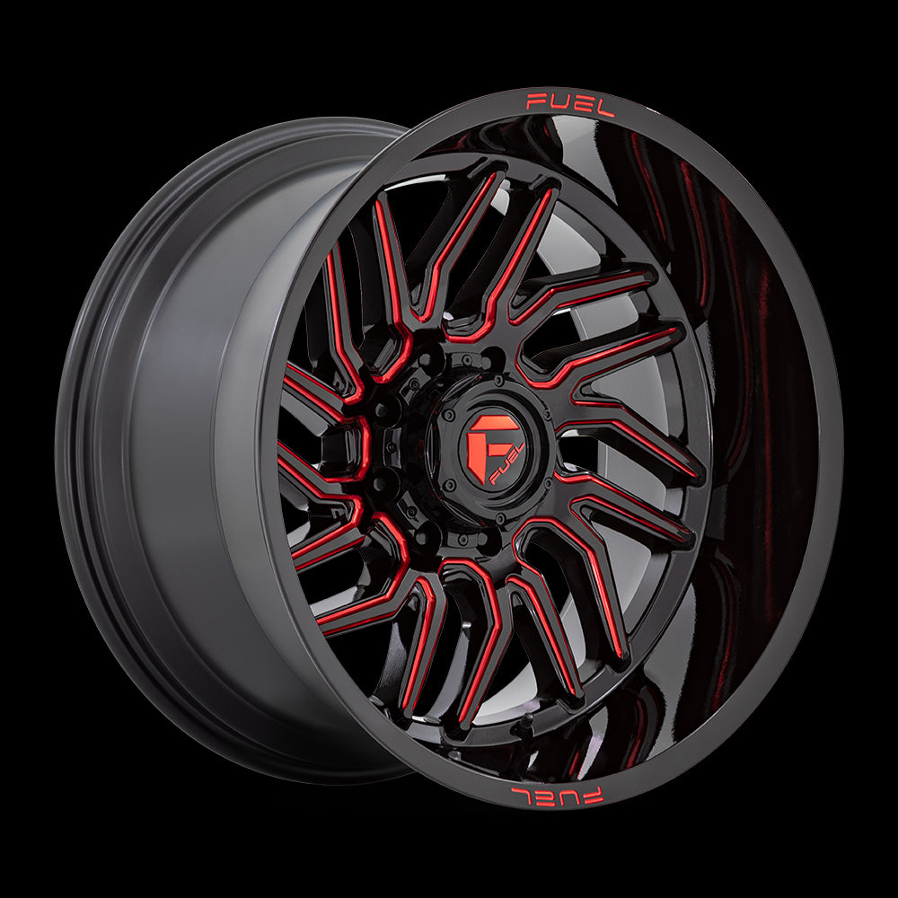 20X9 Fuel D808 HURRICANE Gloss Black Milled Red Tint 5X127 ET20 wheel/rim