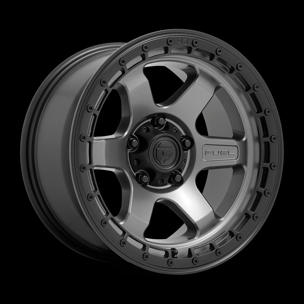 18X9 Fuel D752 BLOCK Matte Gunmetal With Black Ring 6X114.3 ET1 wheel/rim