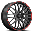 17x7 Maxxim Maze Gloss Black/Red Stripe 5x100 5x114.3 5x4.5 ET40 Wheel Rim-2