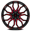 22x10 Arena Wheel Cobra Glossy Black Machine  Red Tint 6x139.7 ET-18 CB106.1