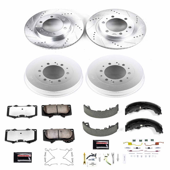 PowerStop Z36 Ceramic Brake Pads with Drilled Slotted Rotors and Drum Shoe Kit