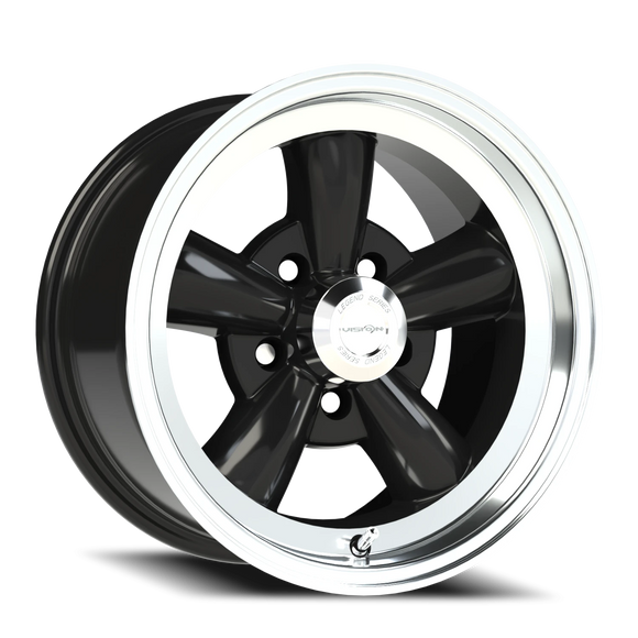 15x8 Vision 141H Legend 5 Black Machined Lip 5x114.3 5x4.5 ET-19 Wheel Rim