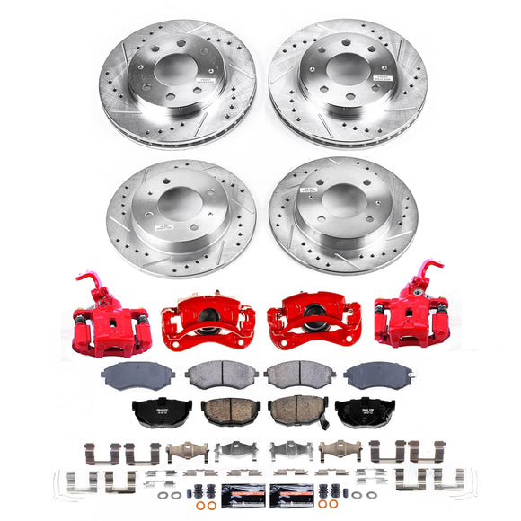 PowerStop Z23 Daily Driver Carbon-Fiber Ceramic Pads Drilled & Slotted Rotor & C