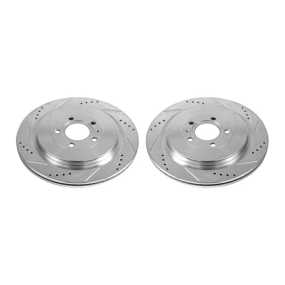 PowerStop Evolution Drilled Slotted Rotors Pair Rear For Ford Mustang