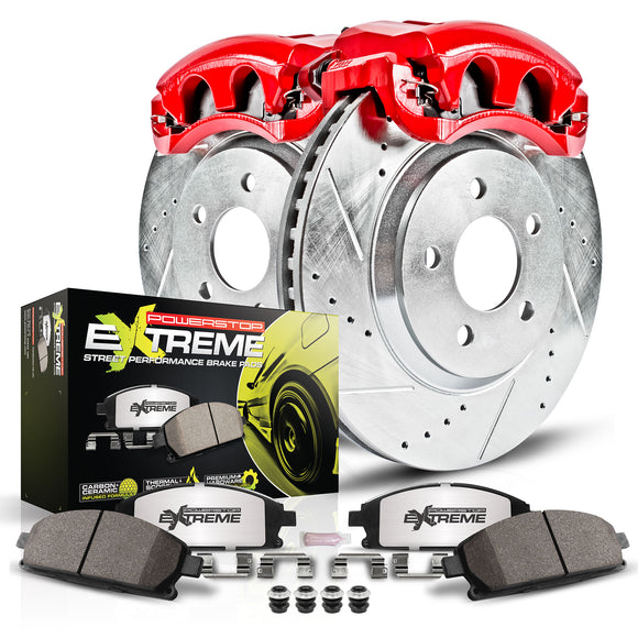 PowerStop Z26 Street Performance Ceramic Brake Pad, Drilled Slotted Rotor, and C