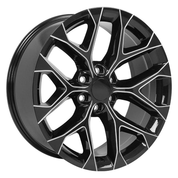 22" Replica CV98B fits Chevy Silverado 22x9 Black with Milled Edge
