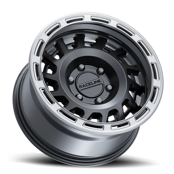 17x8.5 Raceline 957BS Halo Satin Black With Silver Ring 5x150 ET0 Wheel