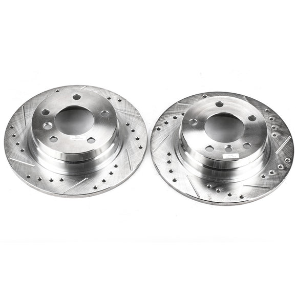 PowerStop Evolution Drilled Slotted Rotors Pair Rear For BMW 325i