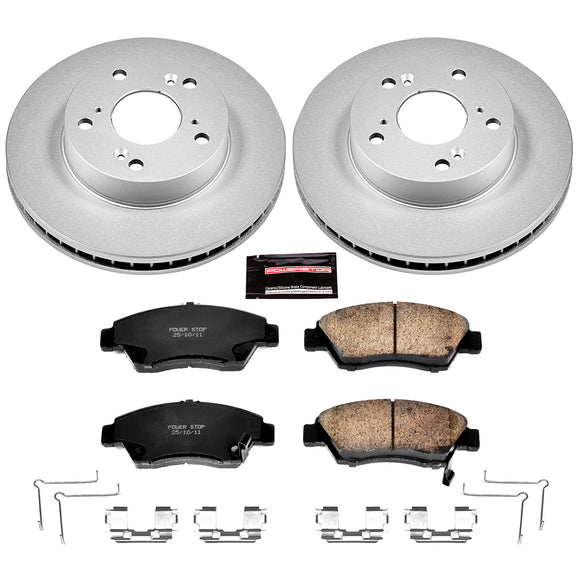 PowerStop Genuine Geomet Coated Rotor and Low-Dust Ceramic Brake Pad Kit