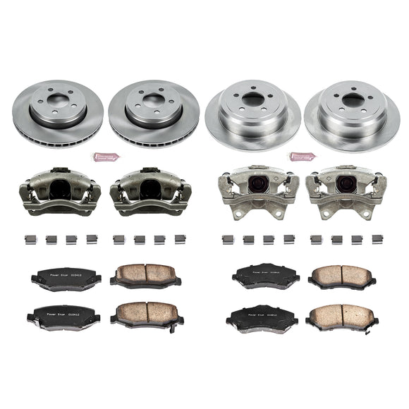 PowerStop OE Stock Replacement Low-Dust Ceramic Brake Pad, Rotor and Caliper Kit