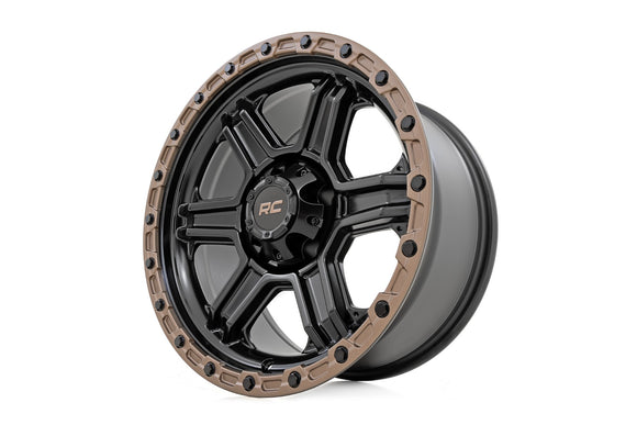 17x8.5 Rough Country 79 Series Black with Bronze Ring 6x135 ET0 Wheel Rim